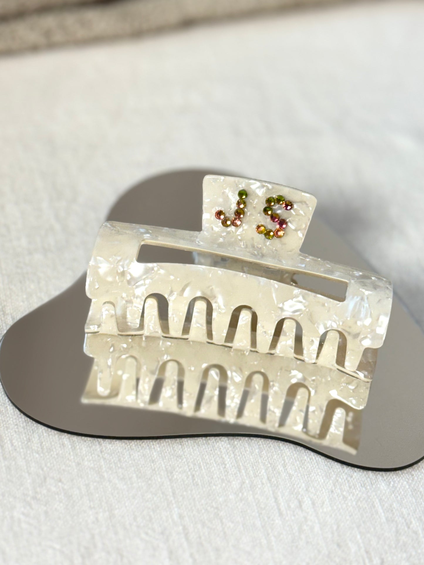Personalisierte Haarklammer cremeweiß