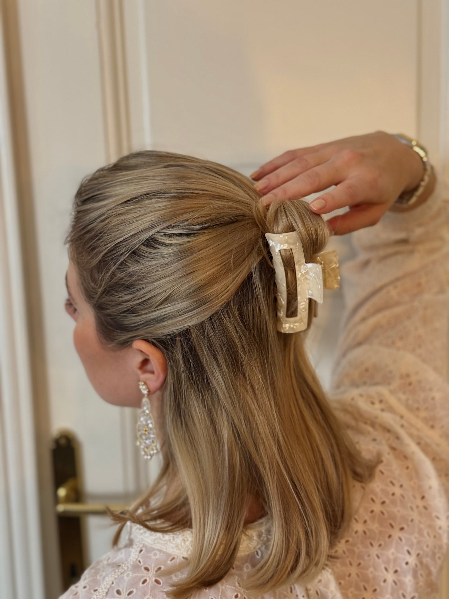 Personalisierte Haarklammer cremeweiß