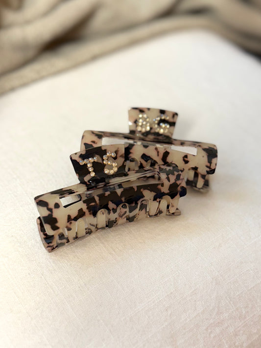 Personalisierte Haarklammer beige schwarz