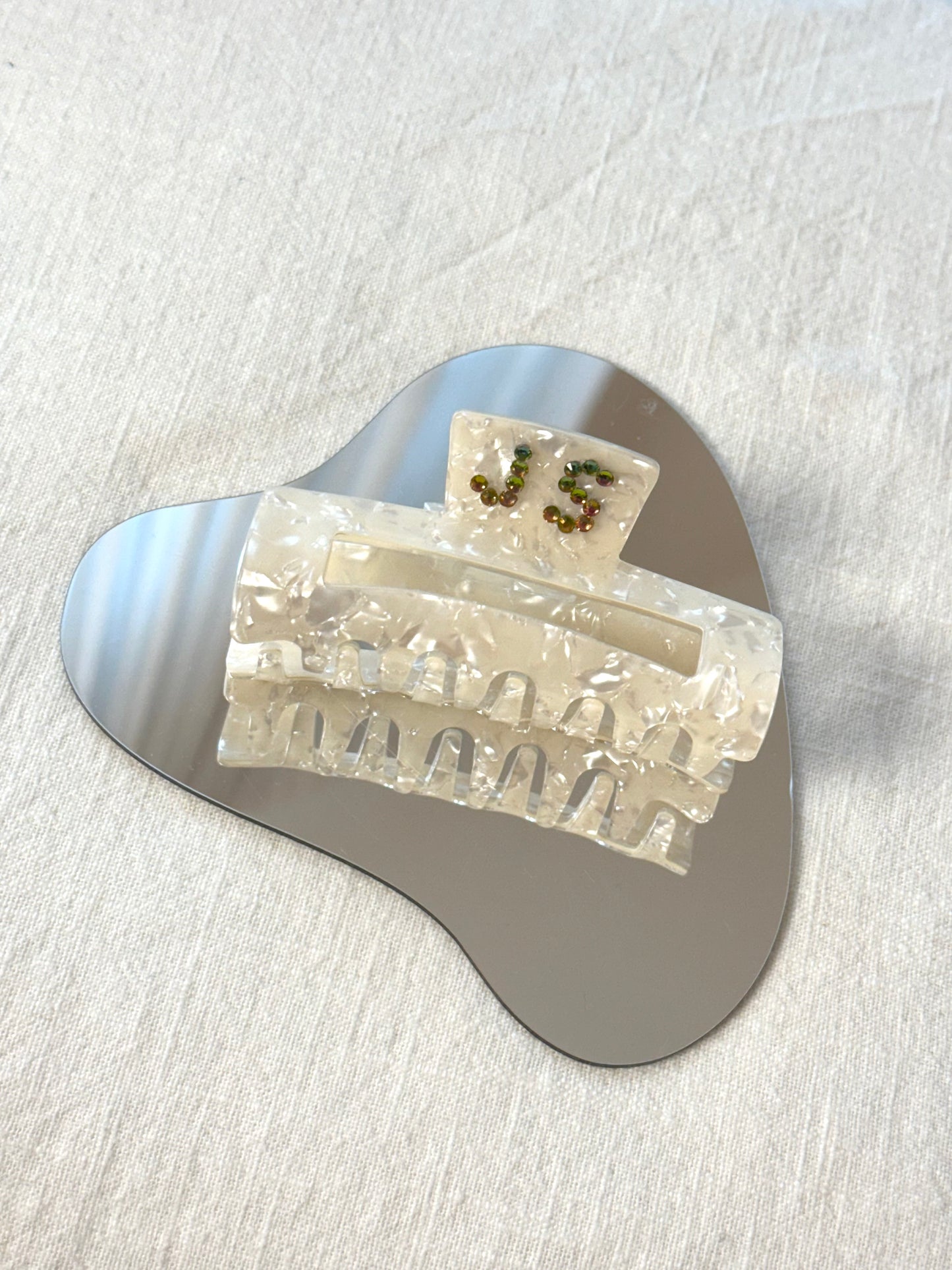 Personalisierte Haarklammer cremeweiß