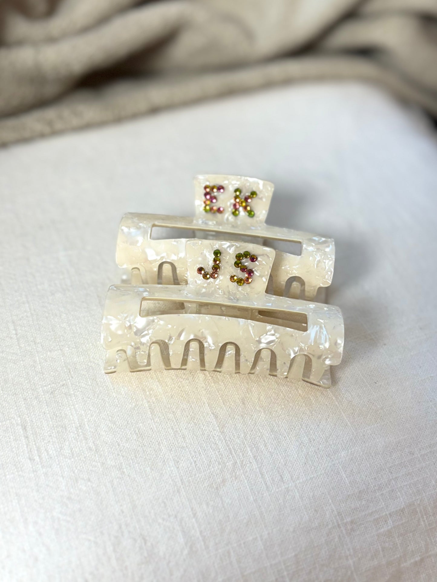 Personalisierte Haarklammer cremeweiß