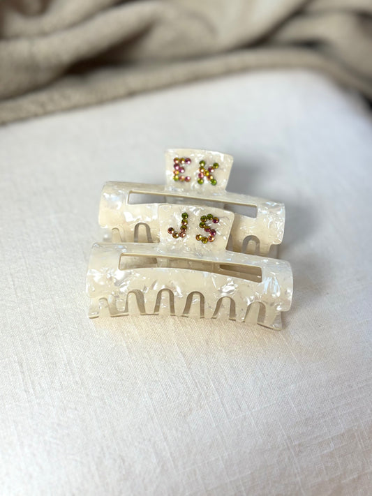 Personalisierte Haarklammer cremeweiß