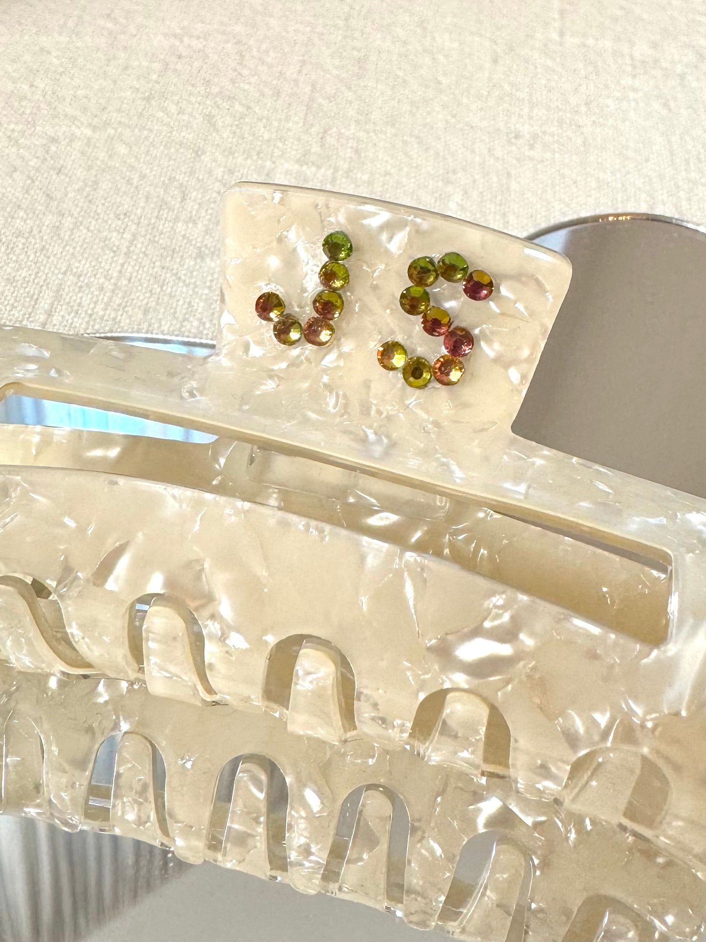 Personalisierte Haarklammer cremeweiß